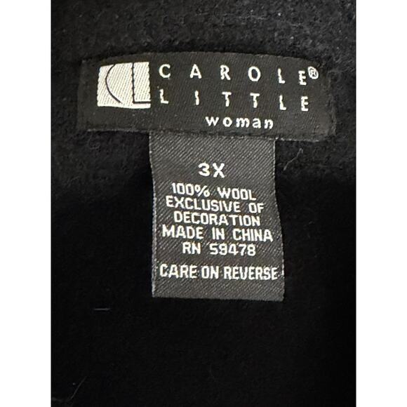 Carole Little Wool Long Black Silver Embroidered Winter Jacket Coat Plus Size 3X - Picture 3 of 3